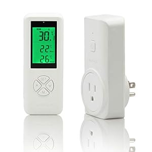 DIGITEN Wireless Thermostat Plug in Digital Temperature Controller Outlet Programmable Thermostat with Build-in Temperature Sensor Remote Control Greenhouse Thermostat Outlet Plug for Heater