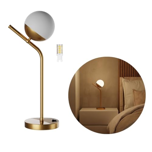 Luminária de Mesa Abajur Inclinado Jabuticaba Com Vidro Globo Fos...