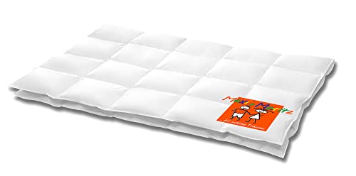 HANSKRUCHEN® Maxi und Moritz Daunen Kinderbettdecke 135x100 cm - Sommer / Übergang - Made in Germany Baby Bettdecke aus 100% Baumwolle - 90% Daunen...