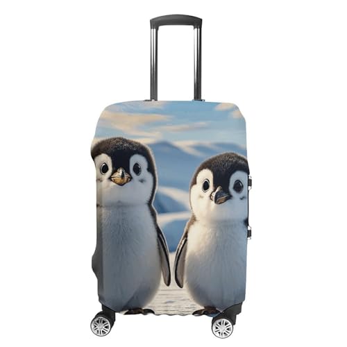 Cute Penguins Luggage Cover, Elastic Luggage Protector Fits 19-32in Suitcases, Washable & Anti-Scratch Suitcase Cover for Men Women M