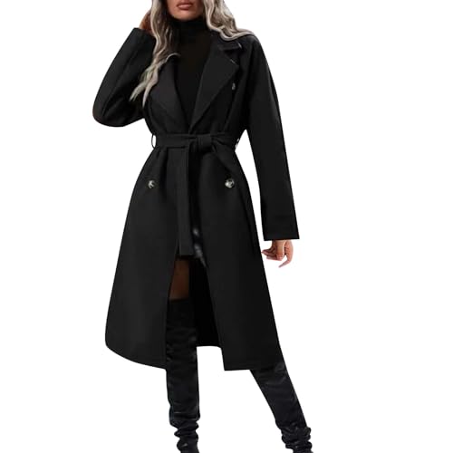 Manteau trench mi-long pour femme avec cardigan ouvert idéal en hiver