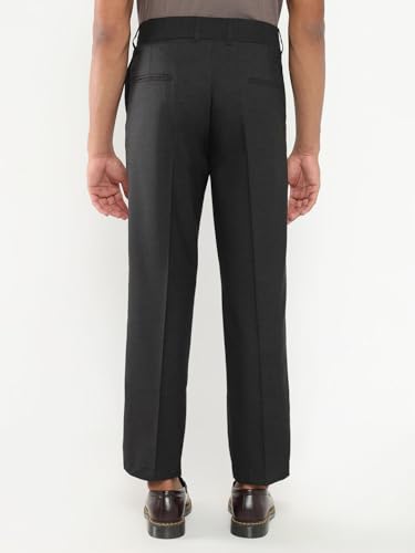 Image of SHOWOFFFF Men Solid Formal Trousers | Viscose Rayon Trouser for Mens | Low-Rise Loose Fit Regular Length Trousers for Men's