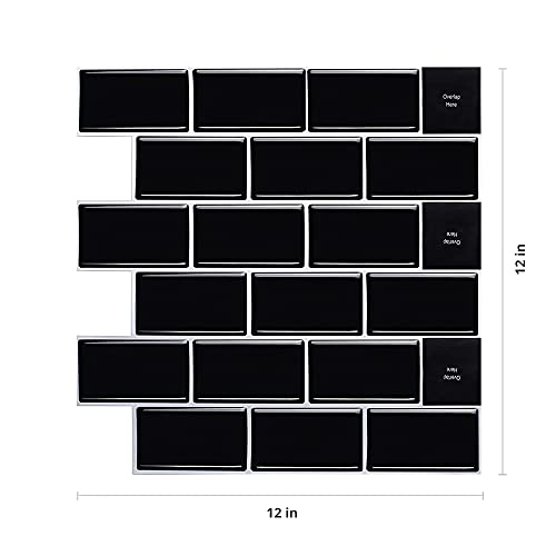 Tic Tac TIles 10-Sheets Peel and Stick Tiles in Subway Designs (Subway Black)