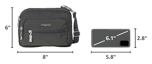 Image of Baggallini Triple Zip Small Crossbody Bag for Women - Lightweight Convertible Fanny Pack Belt Bag