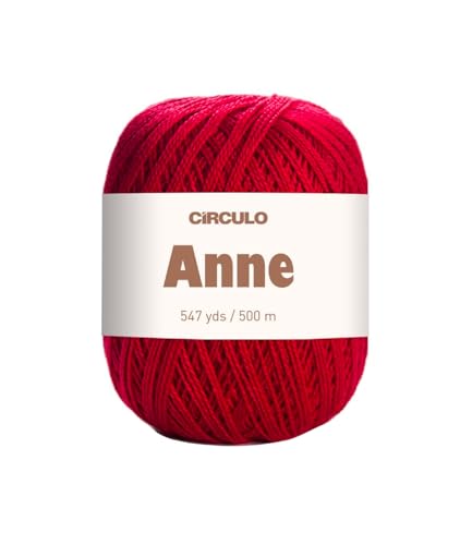 Image of CIRCULO Anne Yarn for Crocheting & Knitting, 100% Mercerized Brazilian Virgin Cotton, Soft Fingering Weight, 547 Yds, 5.19 Oz - Color 3528 Carmine