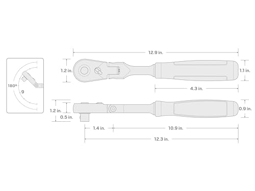 TEKTON 3/8 Inch Drive x 12 Inch Flex Head Quick-Release Comfort Grip Long Ratchet | SRH32112 by TEKTON - Image 7