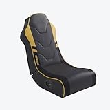 X-Rocker Shadow 2.0 Floor Rocker, Audio Console Gaming Chair - Headrest Speakers, Ergonomic Support, Folding Rocking Base, Wipe-Clean Faux Leather for Kids & Teens - Black & Gold - Image 1