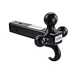 TOPTOW 64181 Trailer Receiver Hitch Tri Ball Mount with Hook Black Balls Fits for 2 inch Receiver
