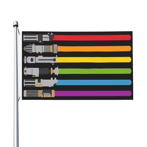 KOSUES LGBT Pride Rainbow Gay Lightsaber Flag 3x5 Ft Banner