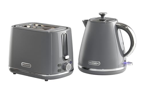 Daewoo Stirling, Pyramid Kettle & Toaster Set, Grey
