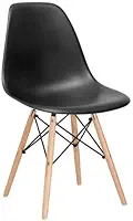 Cadeira Charles Eames Eiffel Dsw Em Polipropileno Com Pés De Madeira Clara Versátil E Elegante Sala De Jantar Cozinha Bar, Preto