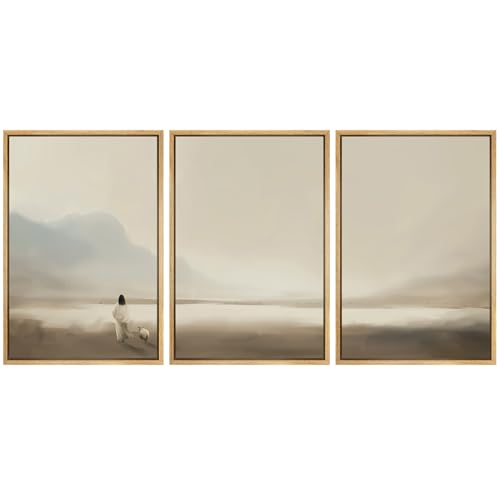 MUDECOR Framed Wall Art Print Set Serene Coastal Landscape Minimalist