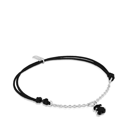 TOUS Pulsera de Plata de Primera Ley y Cordón con Motivo Oso en...