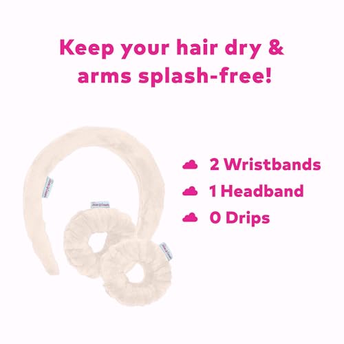 Image of Drip Eraser by The Original Makeup Eraser, Absorbent Headband, 2 Wristbands, 1 PRO Cloth to Collect Water During Face Washing, 4 Piece Bridal Spa Set, One Size Fits Most, Wedding White