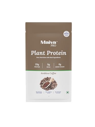 Image of Maiva Pro | Plant Protein Isolate - Arabica Coffee - 40gm (Pack of 5) | 25g Protein, 5g BCAA | Essential Amino Acids | Gut Friendly, Easy to Digest | Real Dates | Vegan, Dairy Free, No Preservatives