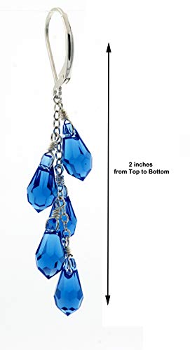 Sterling Silver Faceted Austrian Crystal Multi-Teardrop Drop Earrings2