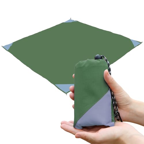 OrgaNeat Pocket Picnic Blanket Beach Mat Waterproof Sandproof Compact Lightweight Small Tarp for Camping Hiking Backpacking Festival Travel Foldable in Bags (Army Green/Grey 55x60)