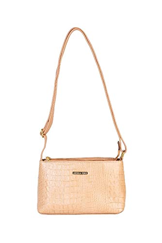 Bolsa pequena transversal de couro croco Iris - Bege