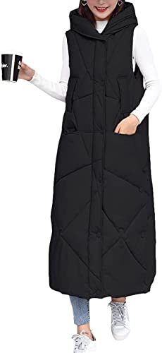 Manteaux Sans Manche Femme avec Capuche Doudoune Legere Gilet Veste Ample Veste Chaud Gilet en Duvet Blouson Hiver Chaud Gilet (as4, alpha, m, l, regular, regular, noir) Cover