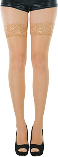 Image of ToBeInStyle Women's Sheer Banded Thigh High Socking w /Opaque Band