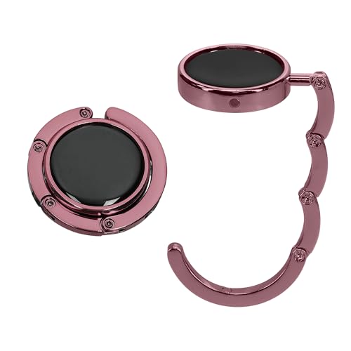 kwmobile Set 2 x bordspåskrok - hängande vikbar halkfri reptålig aluminiumväska - förvaringsställ skrivbord max 3 kg, Ljusrosa