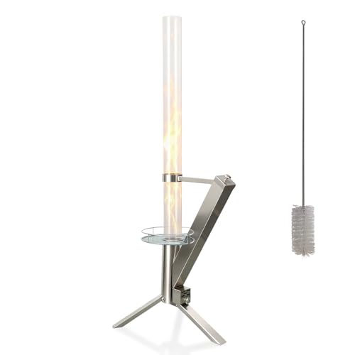 50" Wood Pellet Patio Heater, Heavy Duty Stainless Steel Rocket Stove & Pellet Fire Pit, Smokeless Wood Pellet Heater Outdoor, Patio Pellet Heater for Backyard Terrace Parties