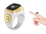 Kellegour Smart Tasbih Tally Counter Ring,Rechargeable Electronic Finger Counter,18mm Smart Ring Digital Tasbeeh Counter,Digital Electronic Tasbeeh Counters for Prayer with Vibration Reminder,White