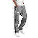 Light Weight Work Pants for Men Cargo Pants for Men Casual Drawstring Joggers Cotton Work Sweatpants Multi Pockets Grey Big and Tall Joggers for Large