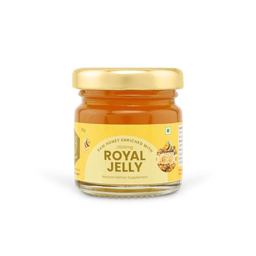 Shiva Organic Raw Honey Enriched with 5% Royal Jelly: A Natural Blend of Purity and Royalty (50g, Enriched 5%)