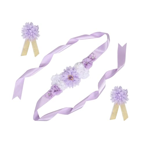 VICASKY Maternity Sash Corsage Set Flower Sash Belt for Baby Shower for Pregnant Women Decorative Maternity Accessory