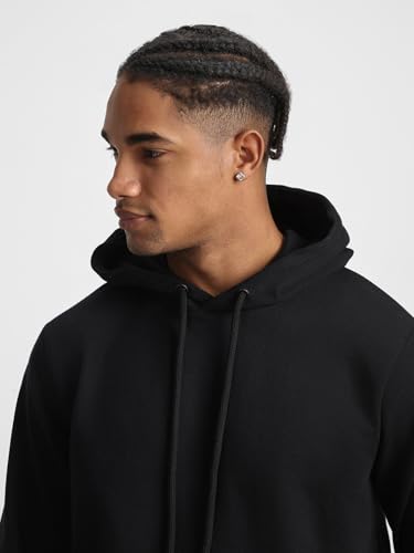Image of Veirdo Cotton Fleece Regular Fit Hooded Sweatshirt Lastest Back Graphic Printed Winter Hoodies for Men (Available Colors: Marine Green, Marshmellow, Black, SOYA Bean, Orange & Blue)