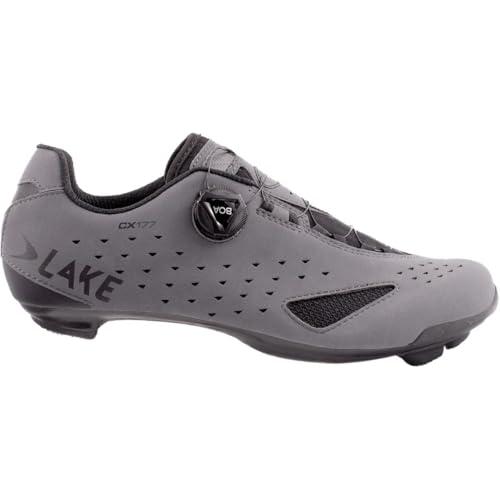 Lake Cx177 Wide Cycling Shoe - Men's Matte Grey/Black, 40.0