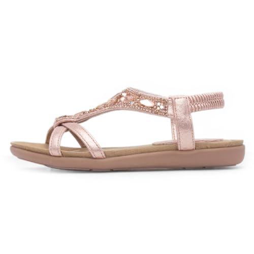 Lilley Girls Rose Gold Diamante Slip On Sandal - Size 1 UK - Gold
