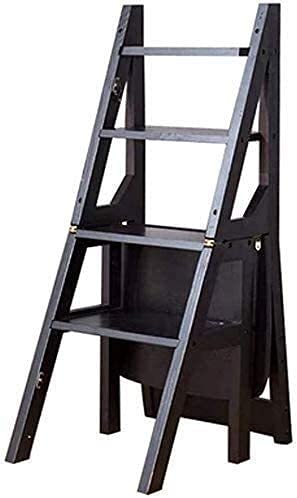 Escabeau en bois gain de place avec chaise escabeau pliante 3 niveaux pour adulte