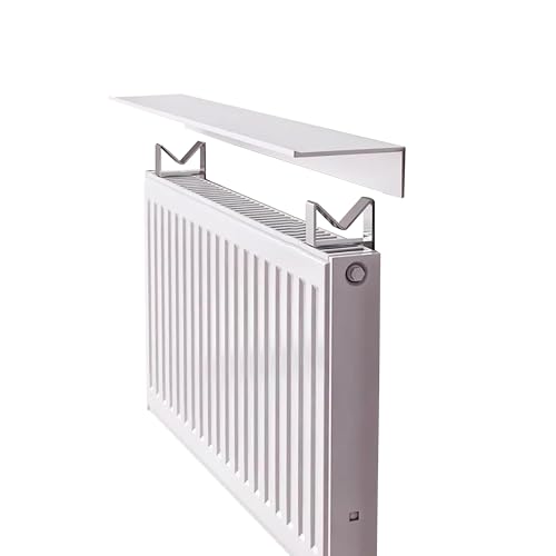 Schwimmendes Heizkörperregal, weiß, 40 x 200 cm, volle Größe, obere Ablage für schlanke Heizkörperabdeckung, kein Bohren erforderlich, einfach zu montierende Halterung, Länge 45 cm (1 Abschnitt)