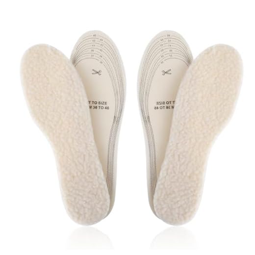 2 Pairs Wool Shoe Insoles for Women Men, Thick Warm Inner Soles for Shoes, Imitation Wool Insoles Cold Weather Boot Insoles Winter Fluffy Shoes Insert, Can Cut to Size for Unisex