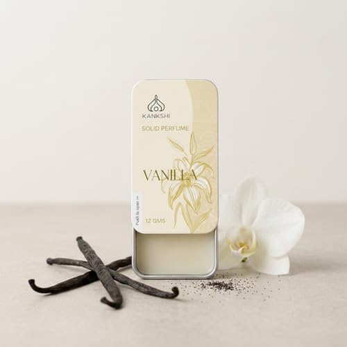 Image of KANKSHI Vanilla Solid Perfume 12g | Mandarin, Vanilla Flower & Tonka Bean | Warm Gourmand | Alcohol-Free Pocket Perfume Balm | Long Lasting Unisex Fragrance for Men & Women | Travel Friendly & Spill Proof