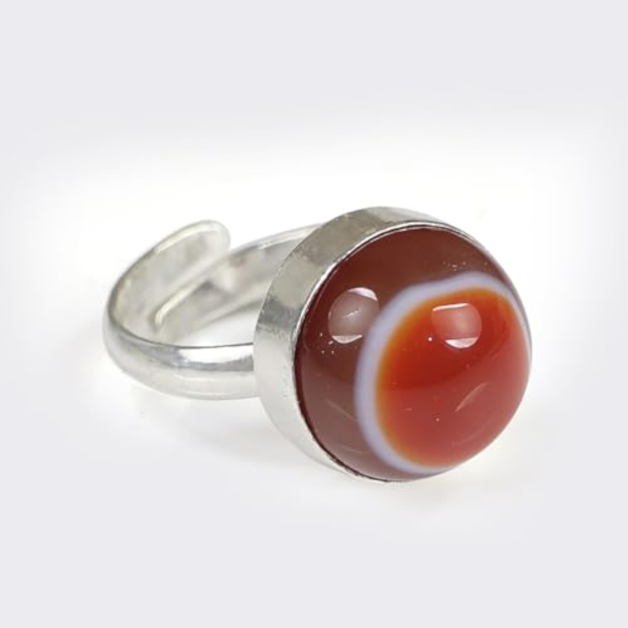 Certified Red Botswana Agate Adjustable Gemstone Ring