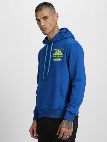 Image of Veirdo Cotton Fleece Regular Fit Full Sleeve Hooded Sweatshirt Front and Back Graphic Printed Jumper Hoodie for Men