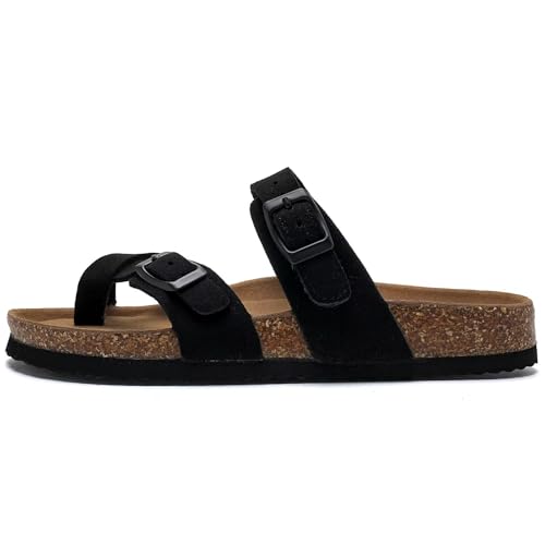 Image of Torotto Boys Girls Sandals with Cork Footbed Adjustable Buckle Casual Flip Flops Sandals Open Toes Flat for Kids Toddler