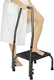 Bath Step Stool with Handle by Vive - Stainless Steel Bath Foot Step for Bariatrics, Seniors, Elderly & Handicap - Heavy Duty Portable Medical Stepping Stool w/ Metal Hand Rail