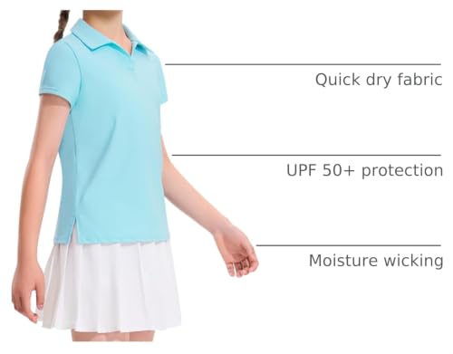 Image of KEREDA Girls Polo Shirts Golf Tennis School Uniform T Shirts Quick Dry Tops