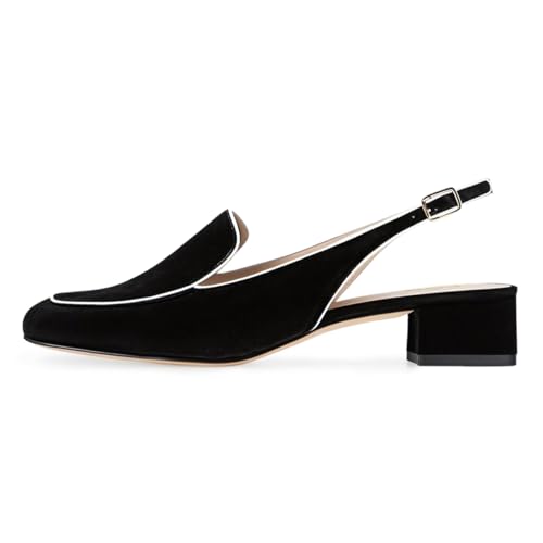 Image of YDN Women Closed Square Toe Block Low Heels Slingback Formal Loafer Dressy Shoes Office Lady Pump Size 4-15 US