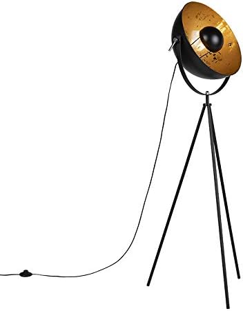 Qazqa - Industrial Floor lamp Tripod Black - Magna 40 Eglip- - Design - Suitable for LED E27 | 1 Light - Steel Floor lamp - Suitable for Living Room I Bedroom I