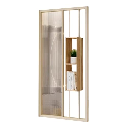 Divisorio autoportante con ripiani e pannelli in vetro rinforzato per la privacy, ideale per hotel, ufficio, camera da letto, ristorante, WC, divisorio moderno per controsoffitto (oro, 100 x 120 cm)