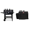Char-Griller E5030 Dual Function 2-Burner Gas & Charcoal Grill, Black & 8080 3-Burner Dual Fuel Expandable Gas & Charcoal Outdoor Grill Cover, Black, 29 x 65 x 49