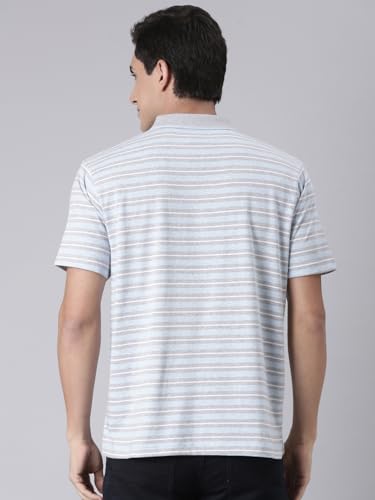 Image of Classic Polo Men's Half Sleeve Polo Neck Authentic Fit Striped Cotton T-Shirt