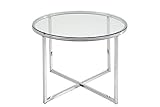 ENVIO GRATIS LOGISTICA AMAZON Mesa auxiliar redonda en cristal transparente y cromo de 55 cm de diámetro
