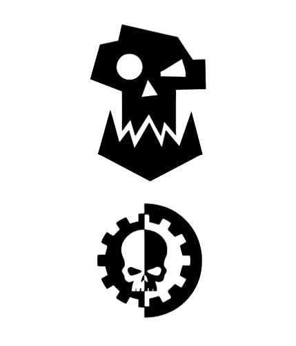 Image of Decal Pack - Ork Logo and Mechanicus Die Cut Decal for Laptops, Stakeboard, Tablets, Car - Black