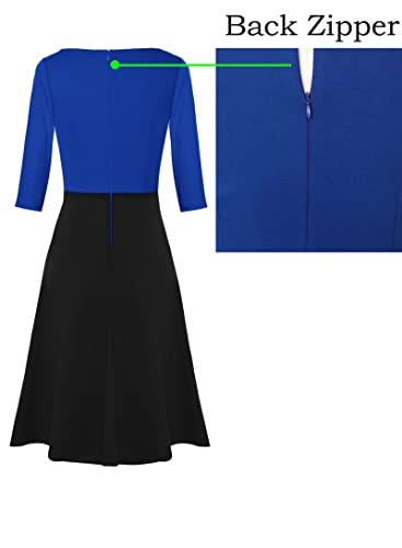Image of VFSHOW Womens Front Zipper Work Business Casual Office Church A Line Dress